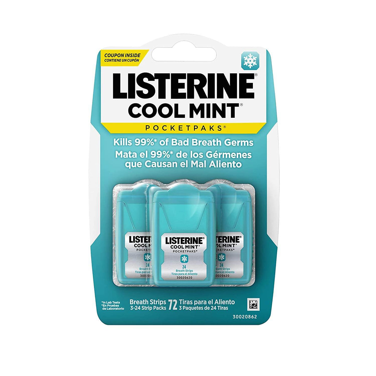 Listerine Pocketpaks Breath Strips, Cool Mint, 3 packs, 1 ea - OTC Shoppe Express