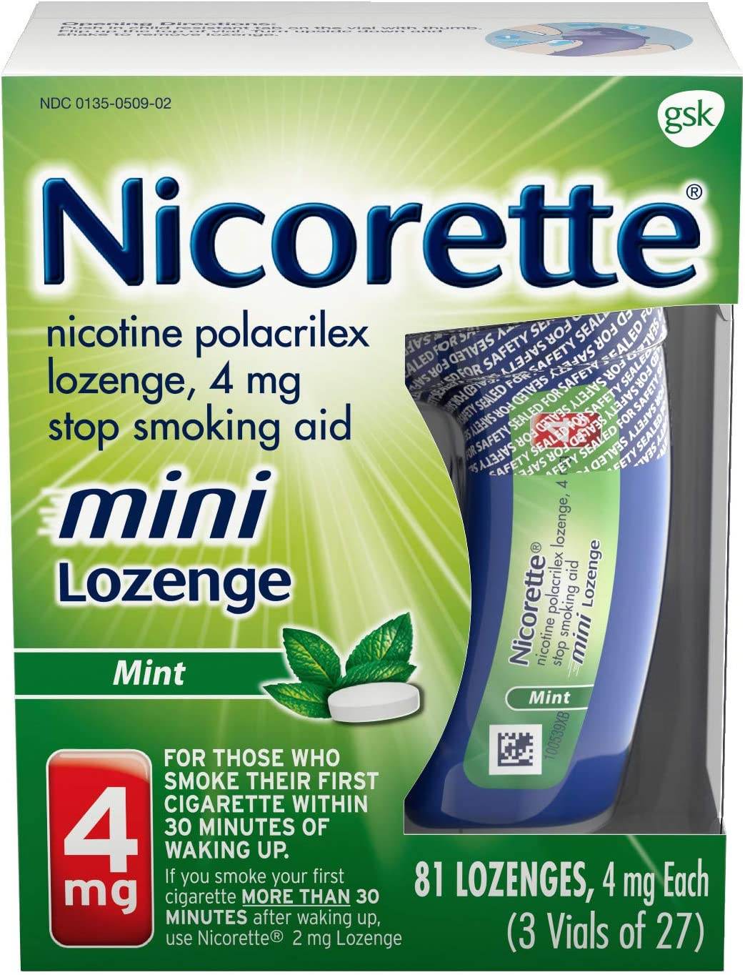 Nicorette Mini Lozenges, 4 mg, Mint, 81 ea - OTC Shoppe Express