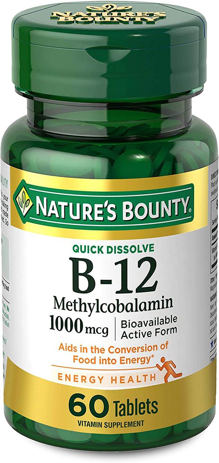 Nature's Bounty Vitamin B-12 Methylcobalamin, 1000 mcg, Tablets, 60 ea - OTC Shoppe Express