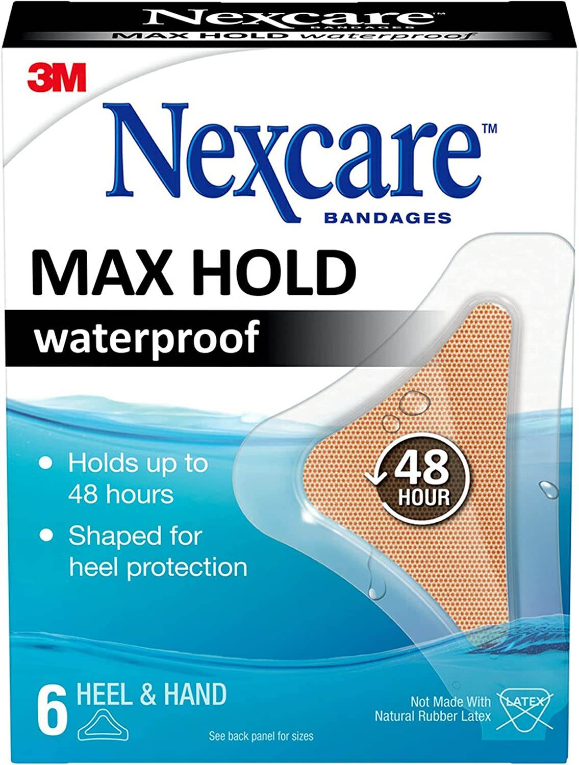 Nexcare Bandage Max Hold Waterproof Bandages, Heel & Head, 6 ea - OTC Shoppe Express
