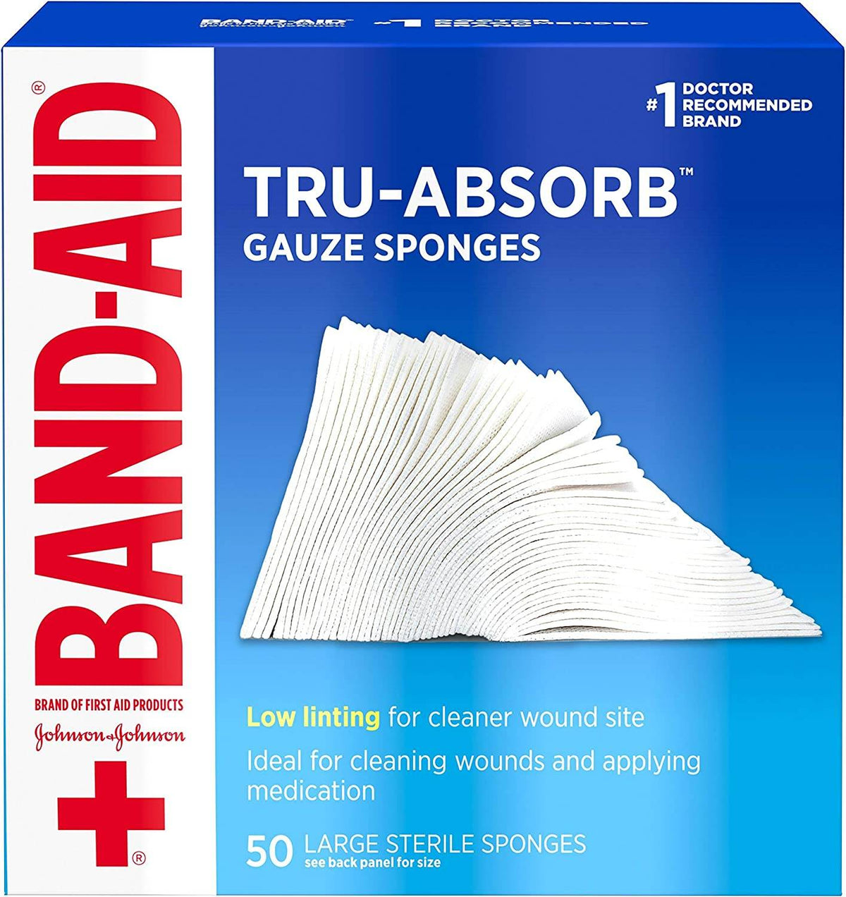Band-Aid Mirasorb Gauze Sponges, Large, 50 ea - OTC Shoppe Express