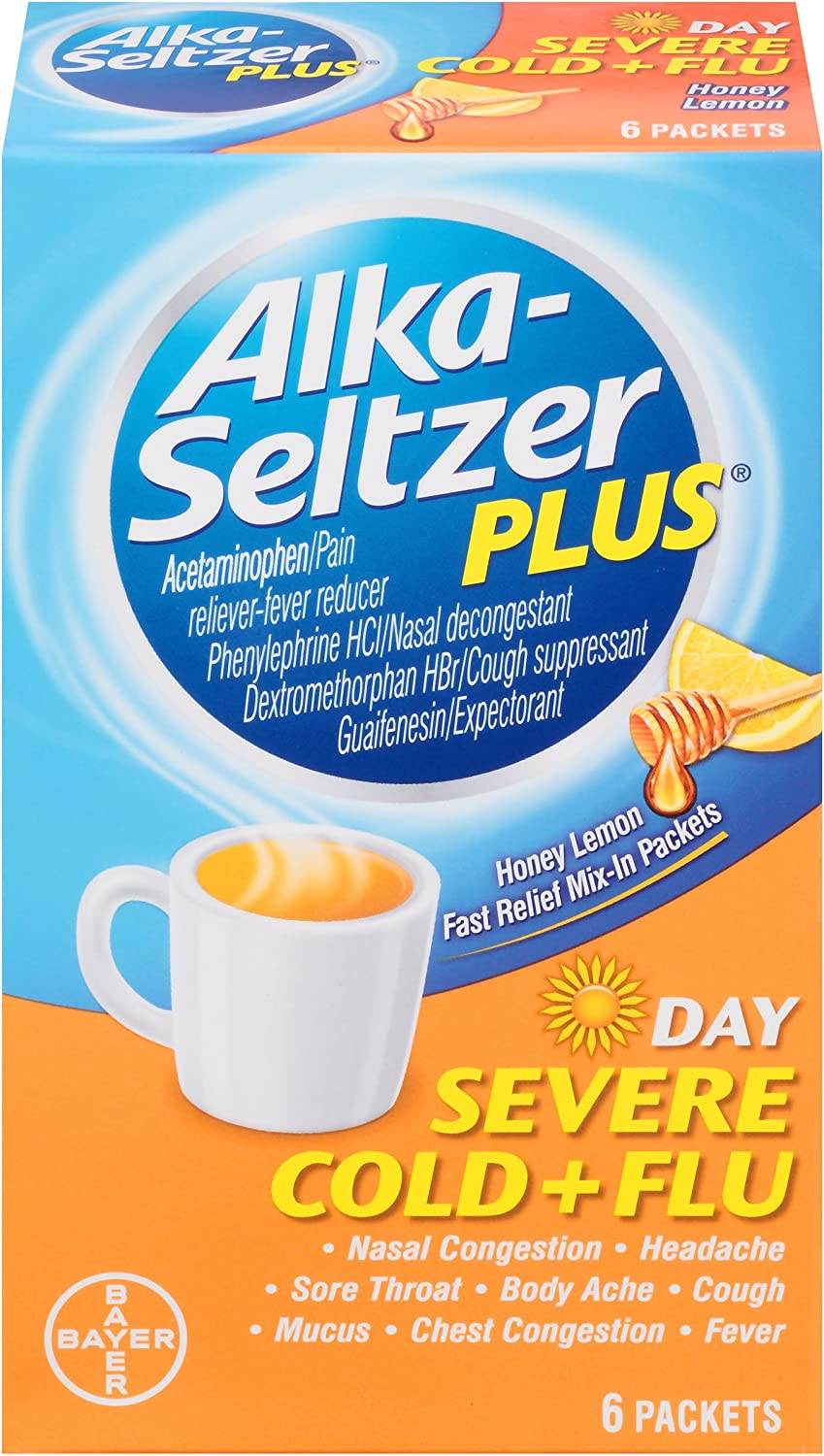 Alka-Seltzer Plus Day Severe Cold + Flu, Mix-In, Honey Lemon, 6 ea - OTC Shoppe Express