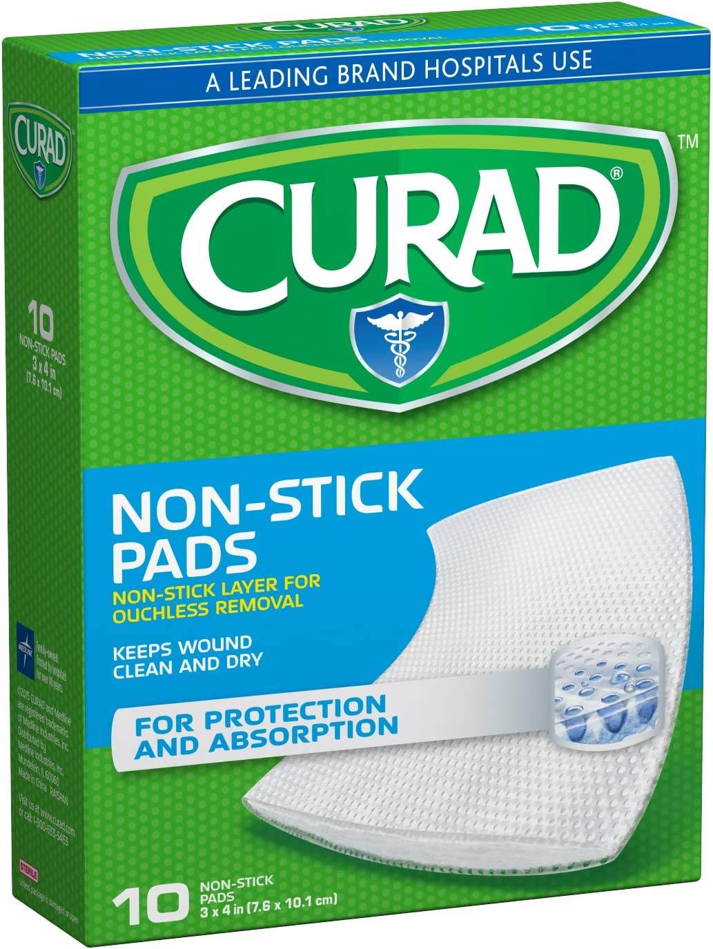 Curad Telfa Non-Stick Pads, 3 inch x 4 inch, 10 ea - OTC Shoppe Express