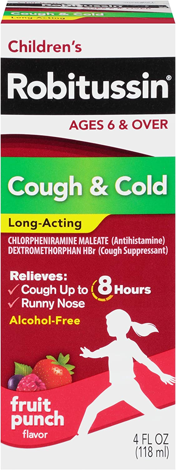 Robitussin Children's Cough & Cold Long-Acting Liquid, Fruit Punch, 4 oz