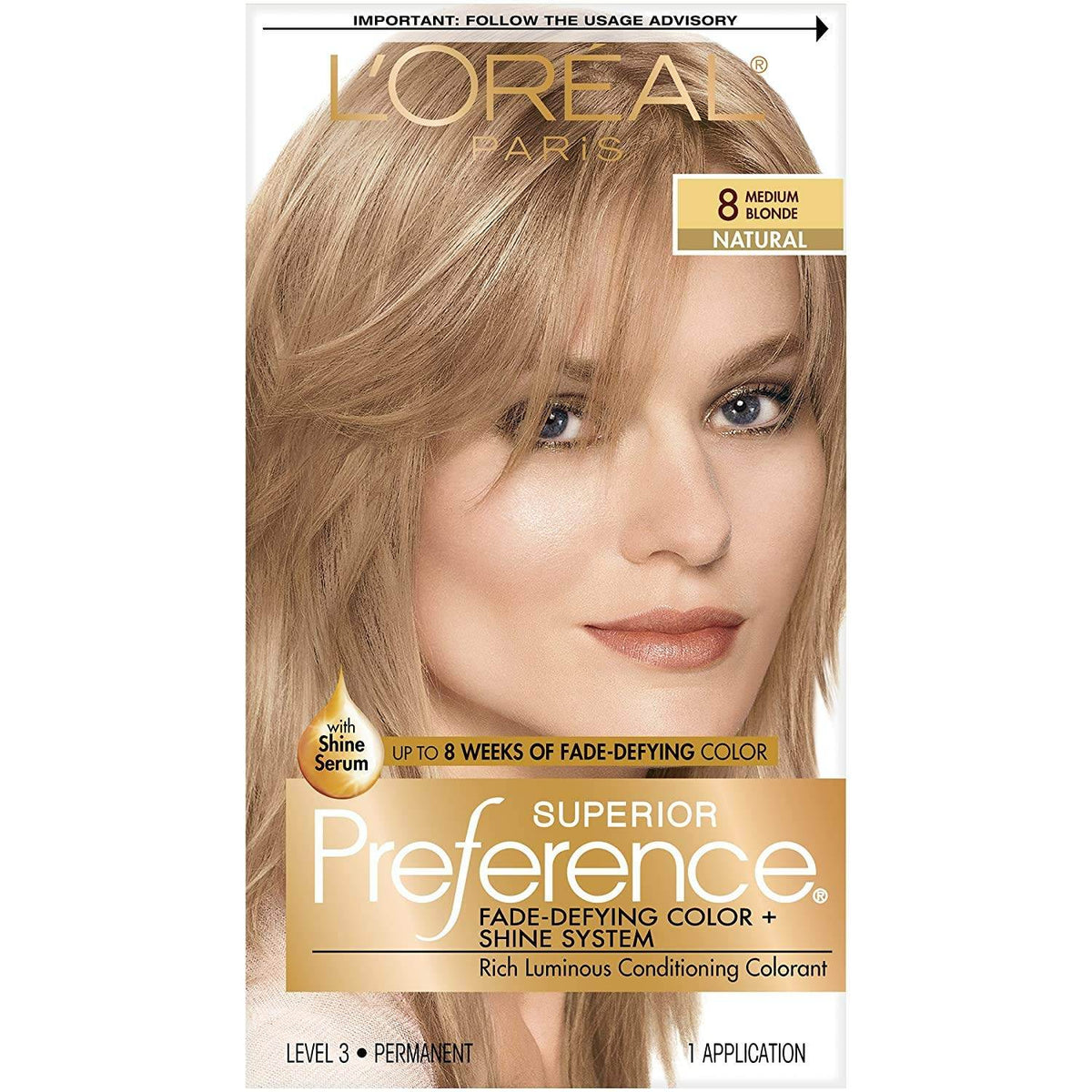 L'Oreal Paris Superior Preference Hair Color, Medium Blonde 8, 1 kit - OTC Shoppe Express