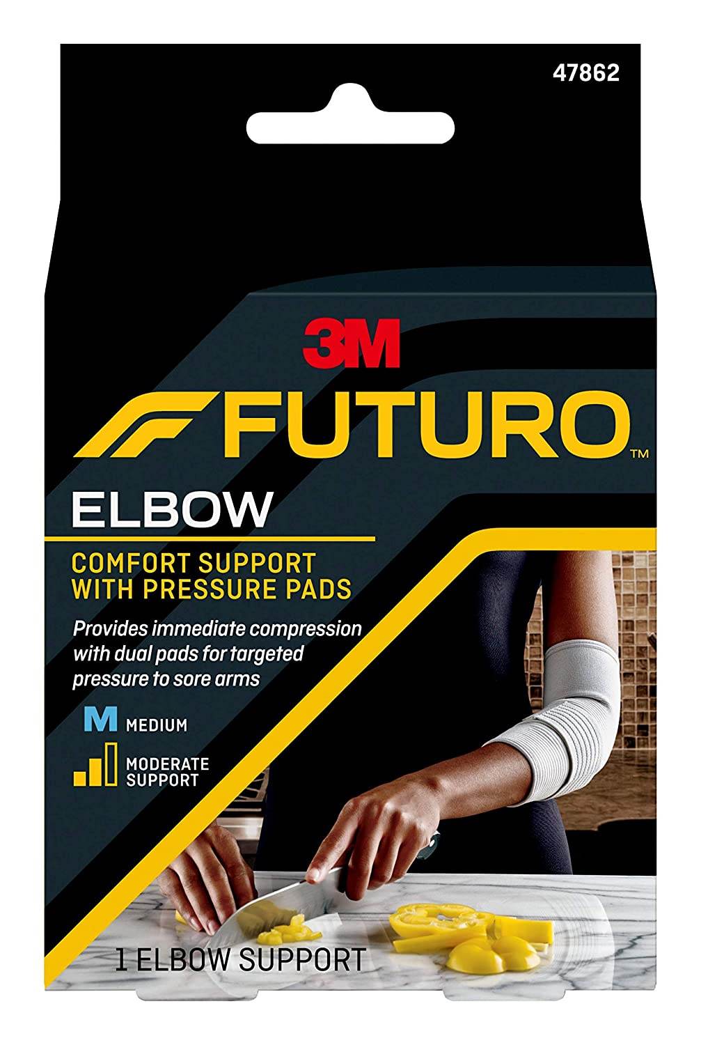 FUTURO Elbow Comfort Support with Pressure Pads, Moderate, Medium, 1 ea - OTC Shoppe Express