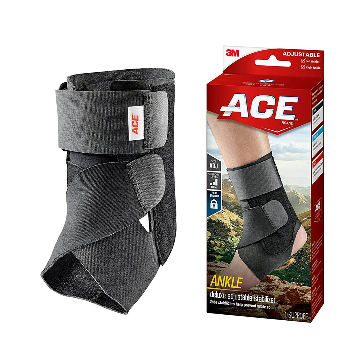 ACE Ankle Brace With Stabilizer, Adjustable, Black, 1 ea - OTC Shoppe Express