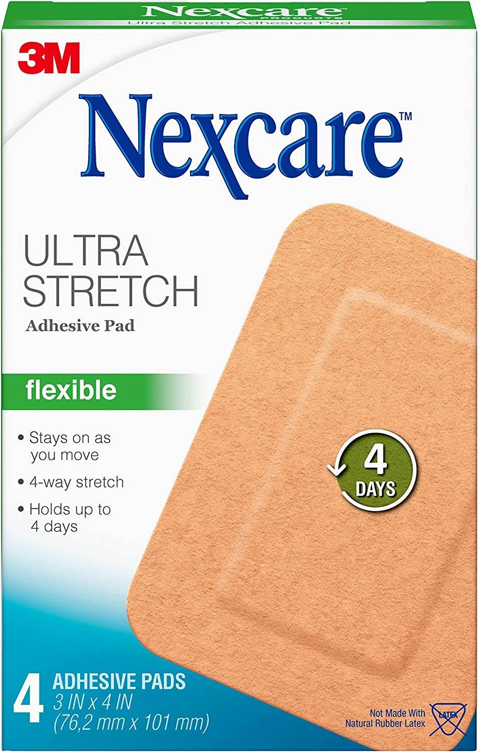 Nexcare Soft Fabric Adhesive Gauze Pad, 3 inch x 4 inch, 4 ea - OTC Shoppe Express