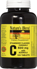 Nature's Blend Vitamin C, 500 mg, Strawberry Flavored, Tablets, 100 ea