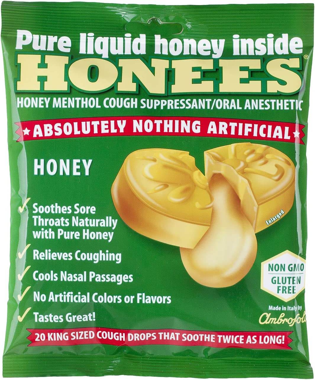Honees Honey Menthol Cough Suppressant Drop, 20 ea - OTC Shoppe Express