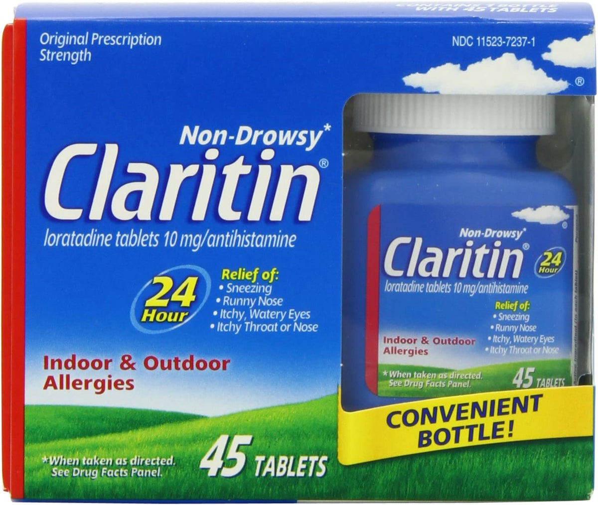 Claritin Non-Drowsy 24 Hour Indoor & Outdoor Allergies, Tablets, 45 ea