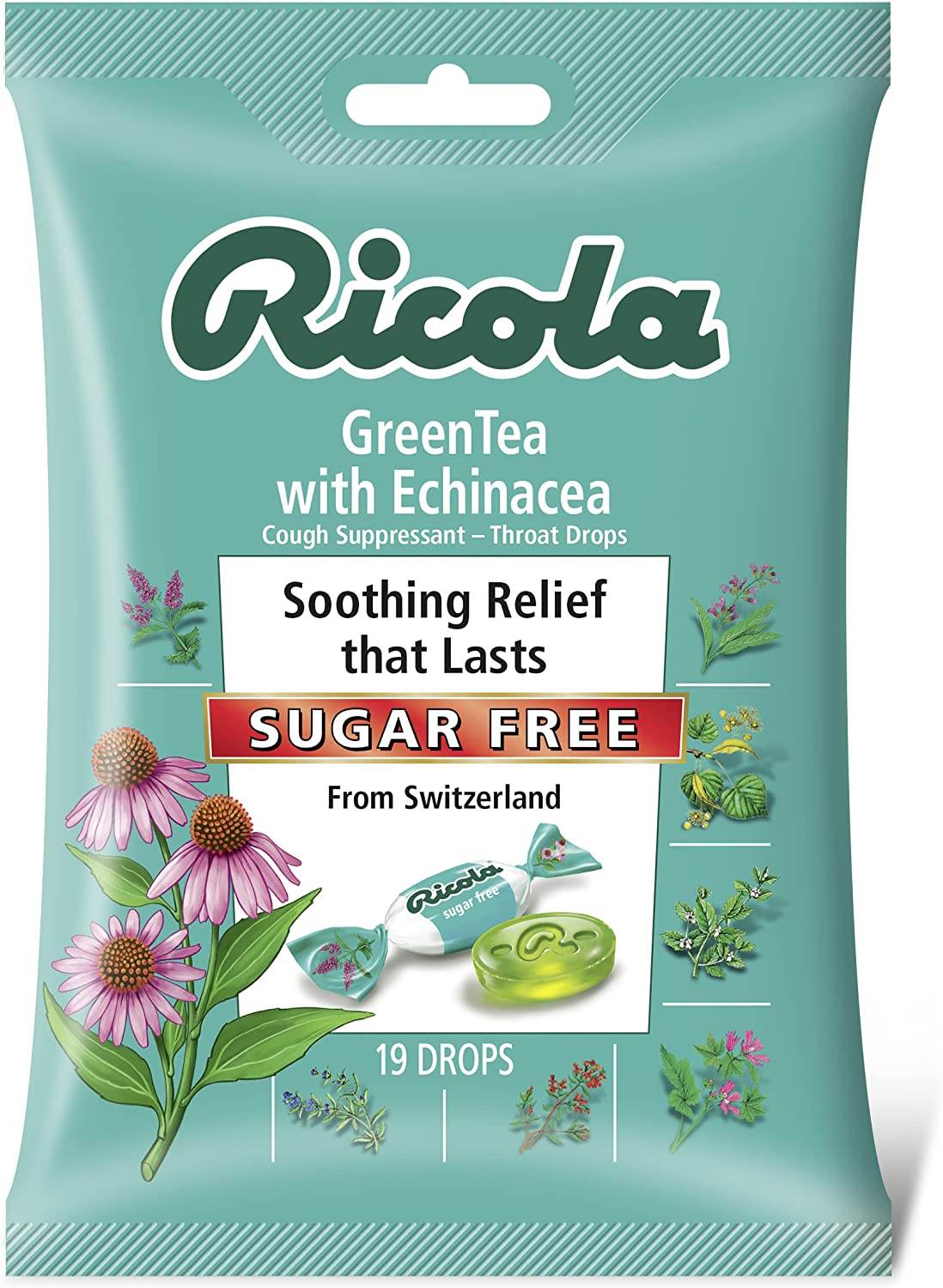 Ricola Cough Drops, Green Tea With Echinacea, 19 ea - OTC Shoppe Express