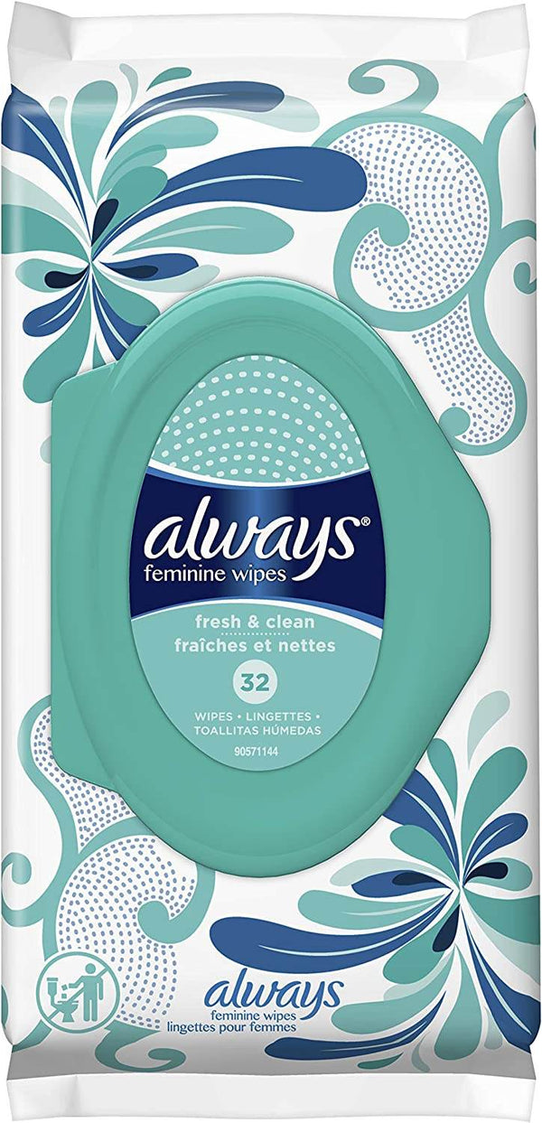 Always Feminine Wipes Soft Pack, Fresh & Clean, 32 ea - OTC Shoppe Express