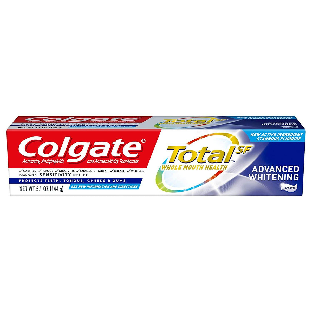 Colgate Total Whitening Toothpaste, Advanced Whitening, 5.1 oz - OTC Shoppe Express