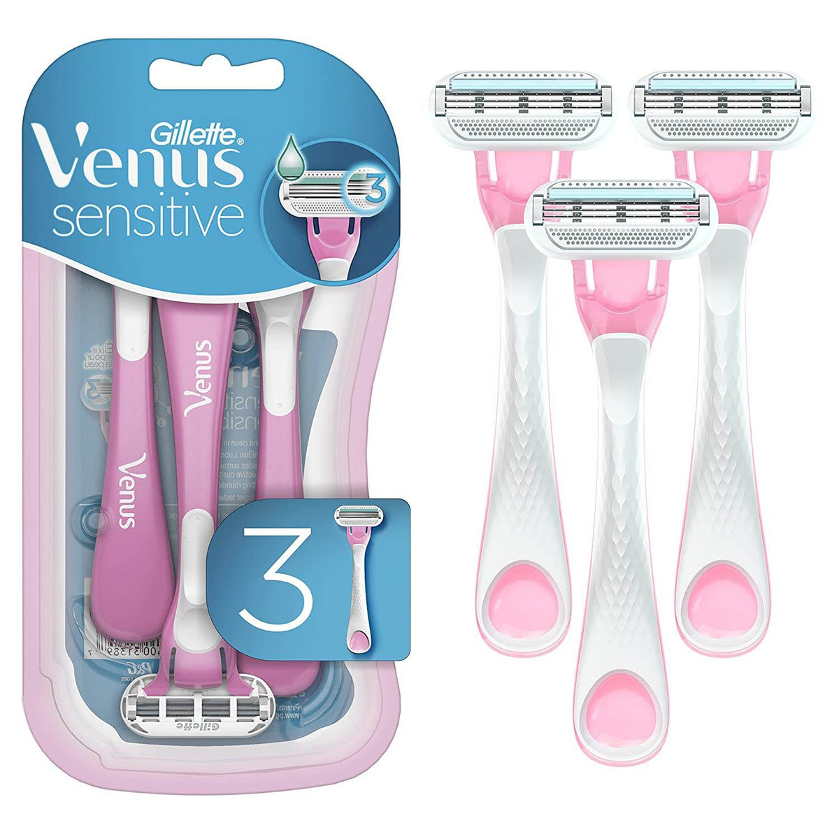 Gillette Venus Women's Disposable Razor, Sensitive, 3 ea - OTC Shoppe Express