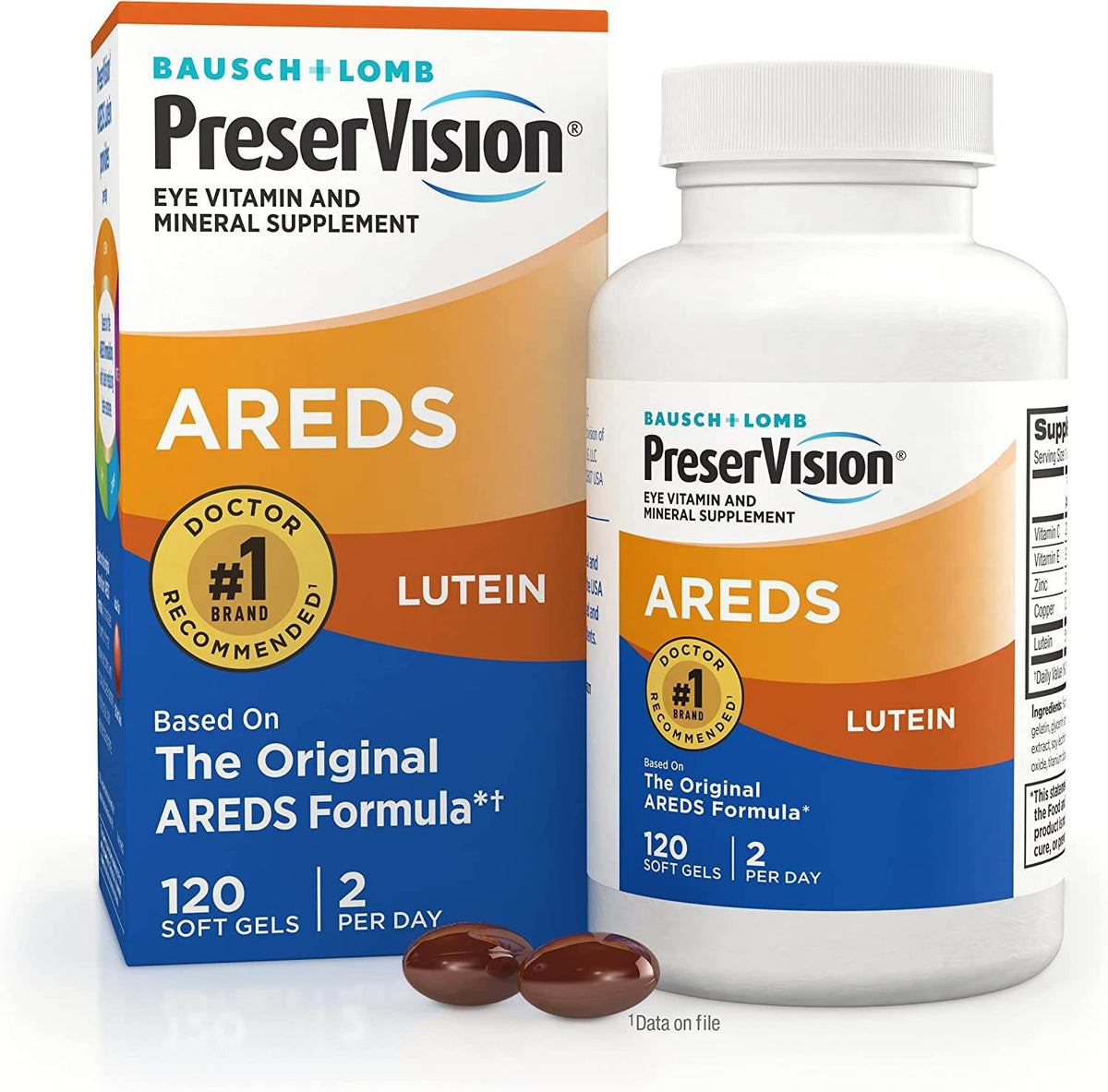 Bausch & Lomb PreserVision Eye Vitamin, AREDS Lutein, Softgels, 120 ea - OTC Shoppe Express