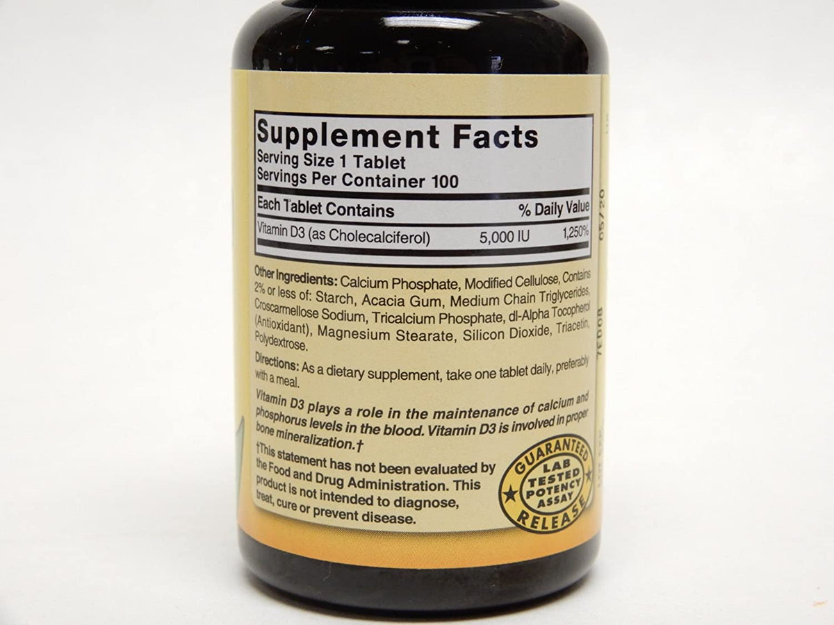 Nature's Blend Vitamin D3, 5000 IU, Tablets, 100 ea