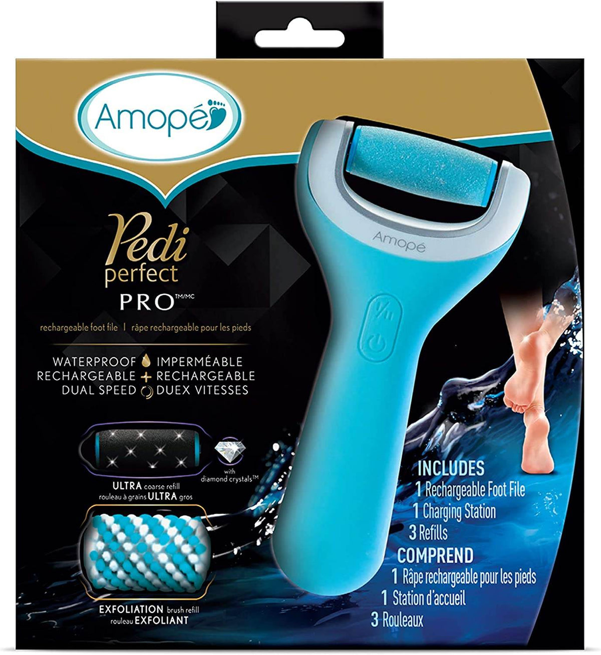 Amope Pedi Perfect Wet & Dry Rechargeable Foot File, 1 ea - OTC Shoppe Express