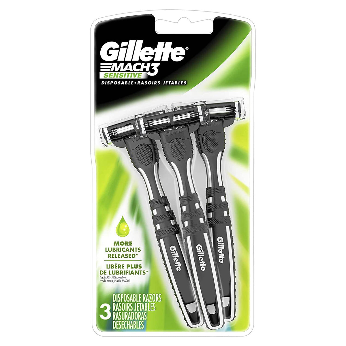 Gillette Mach3 Disposable Razors, Sensitive, 3 ea - OTC Shoppe Express