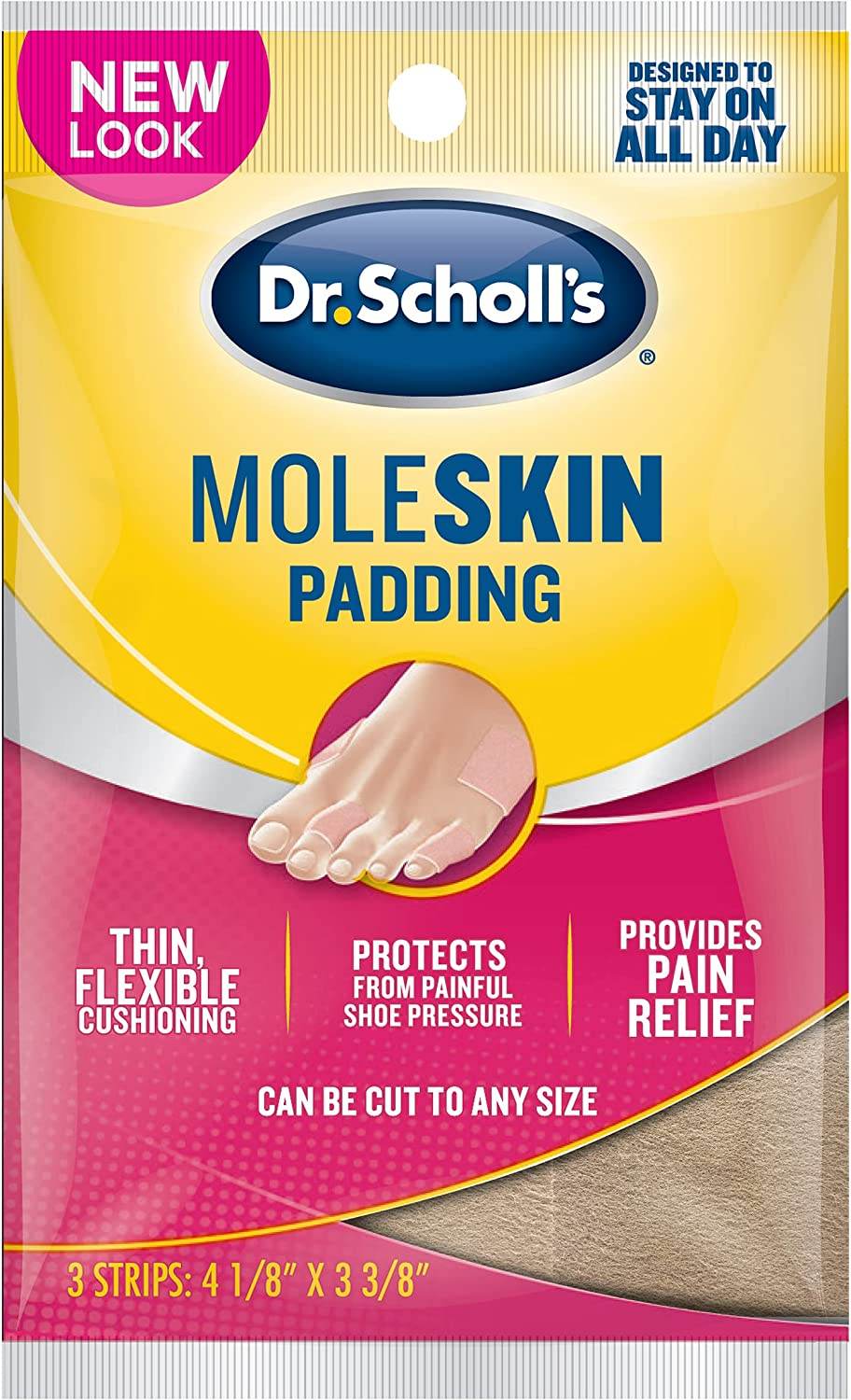 Dr. Scholl's Moleskin Padding Strips, Can Be Cut to Any Size, 3 ea - OTC Shoppe Express