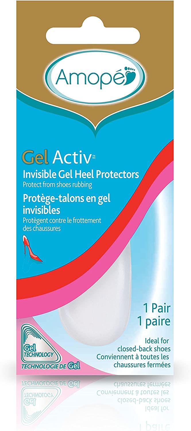 Amope GelActiv Invisible Gel Heel Insoles for Women, Size 5-10, 1 pair