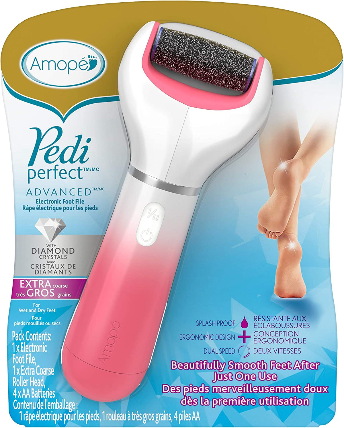 Amope Extra Coarse Electronic Foot File, Pink, 1 ea
