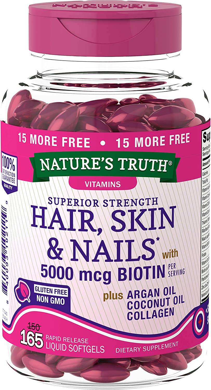Nature's Truth Superior Strength Hair, Skin & Nails, 5000 mcg, Softgels, 165 ea - OTC Shoppe Express