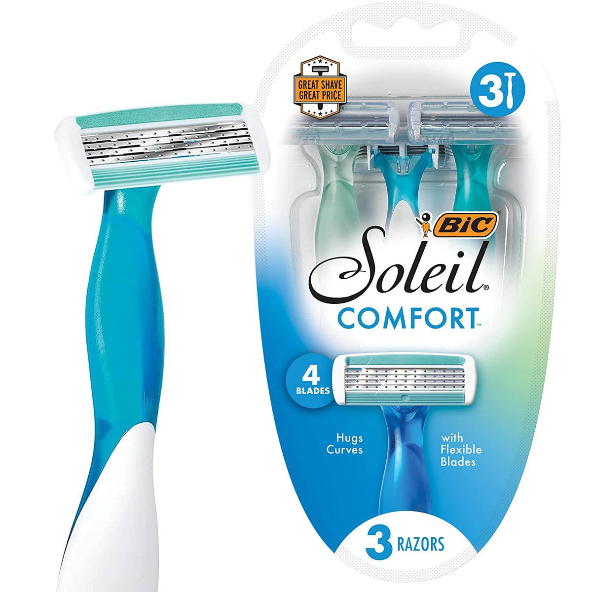 BIC Soleil Bella 4 Blades Shavers, Unscented, 3 ea - OTC Shoppe Express