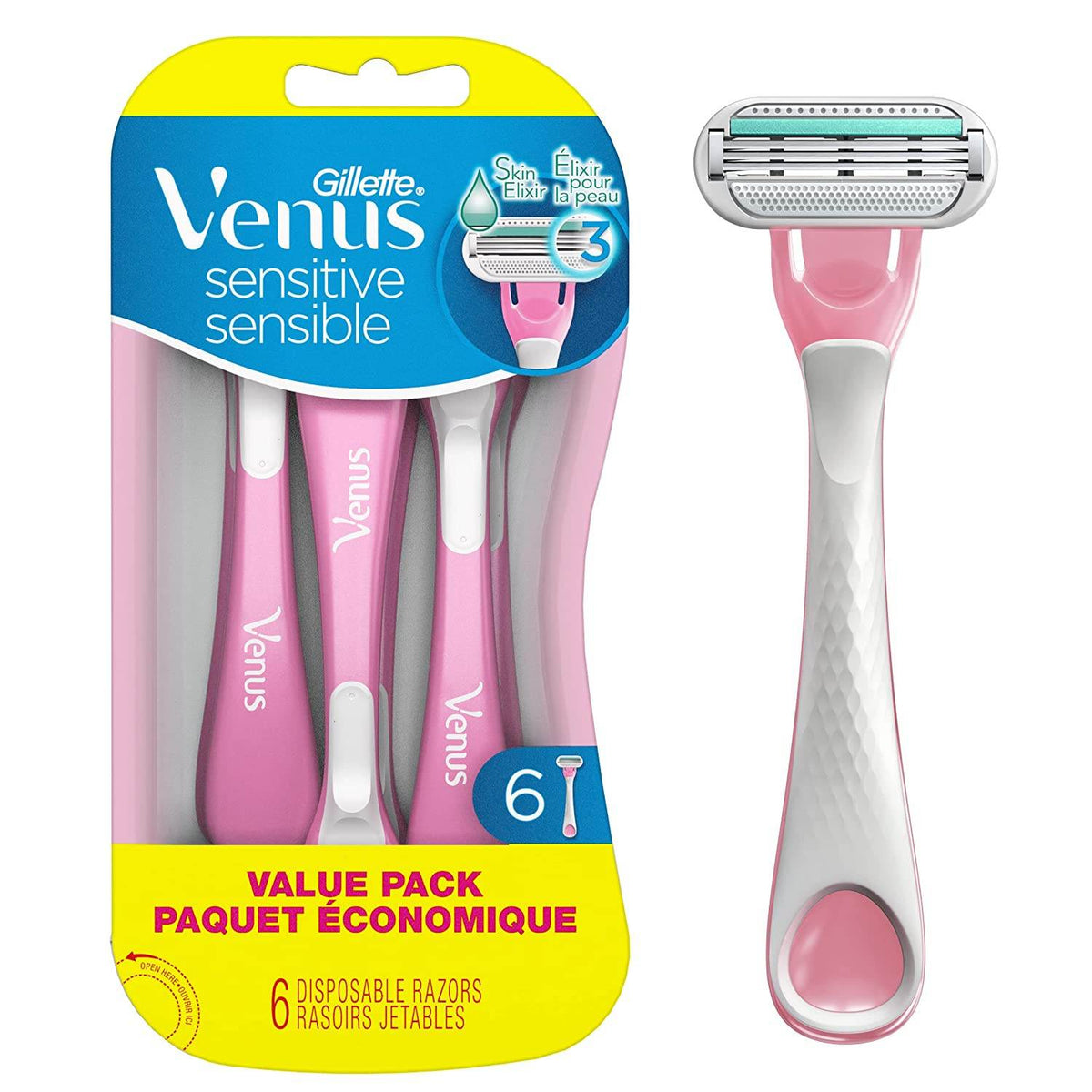 Gillette Venus Women's Disposable Razor, Sensitive, 6 ea - OTC Shoppe Express