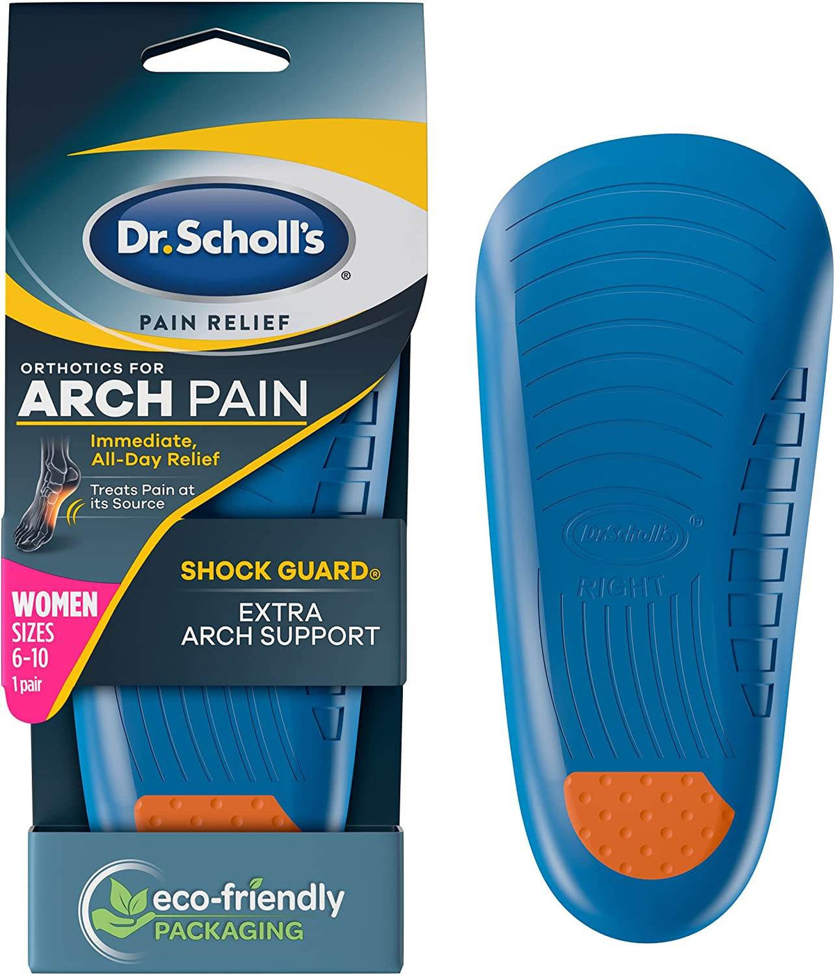 Dr. Scholl's ARCH Pain Relief Orthotics, Insoles for Women (6-10), 1 pair - OTC Shoppe Express
