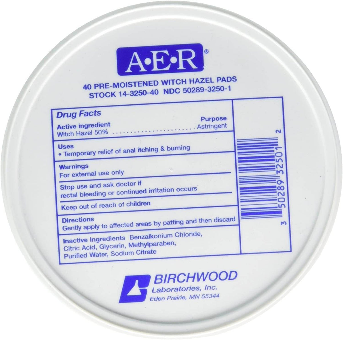 A-E-R Pre-Moistened Witch Hazel Pads, 40 ea - OTC Shoppe Express