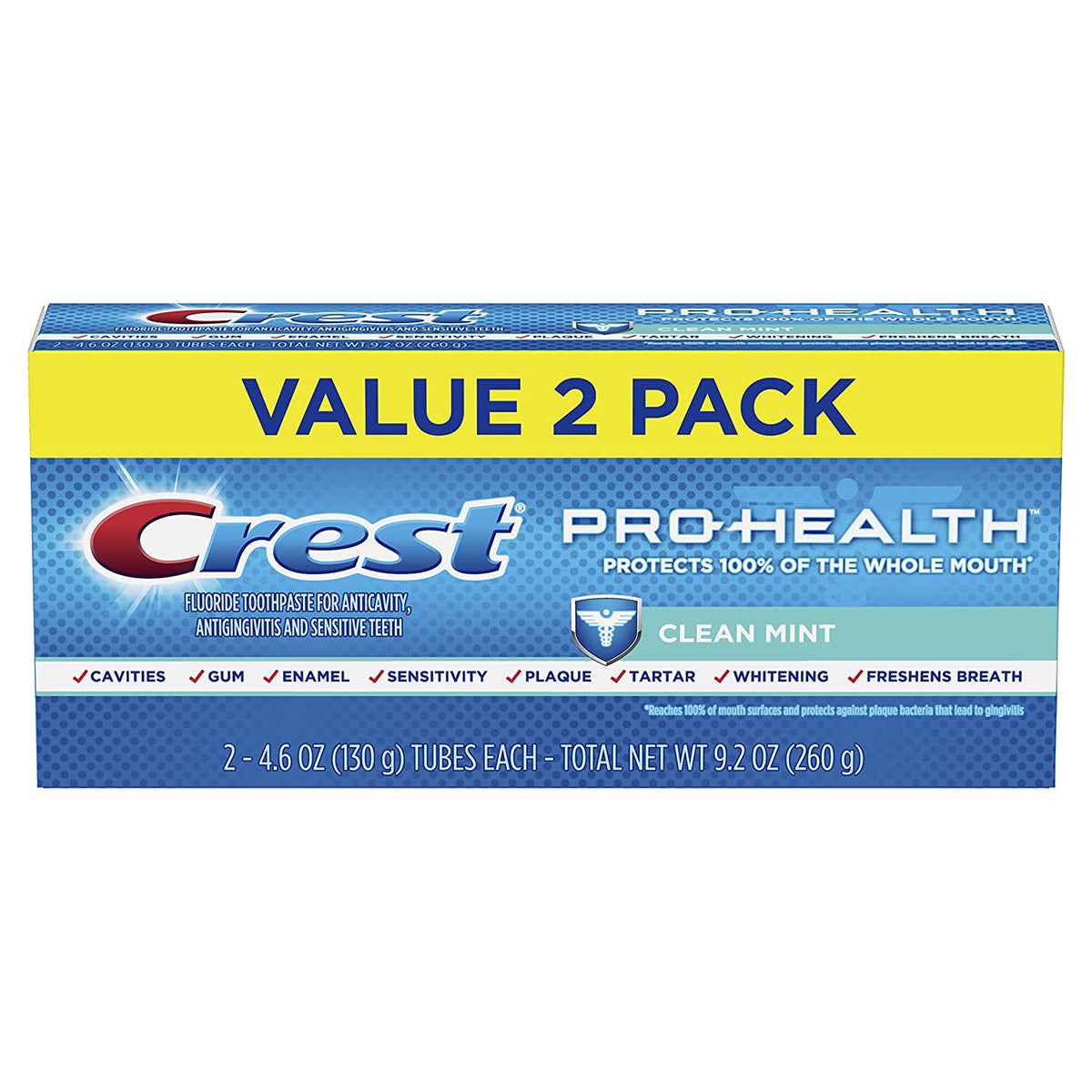 Crest Pro-Health Toothpaste, Clean Mint, 2 x 4.6 oz