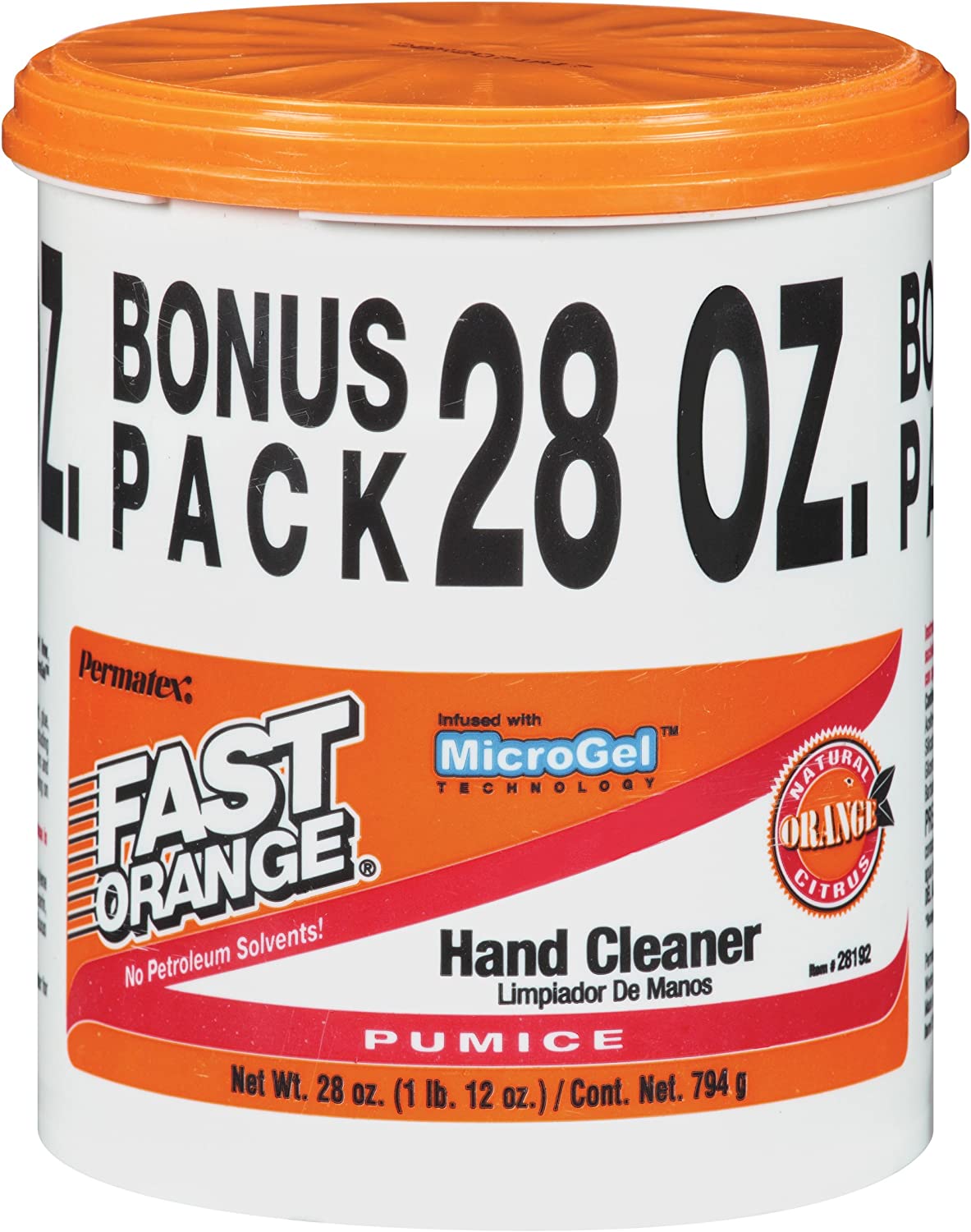 Permatex Fast Pumice Hand Cleaner, Orange Scented, 28 oz