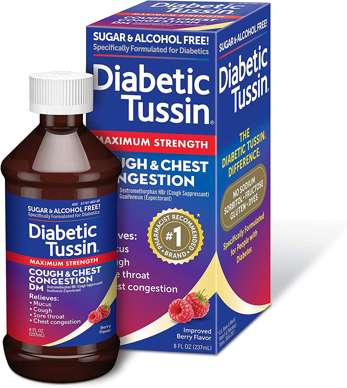 Diabetic Tussin DM Cough Suppressant Liquid, 8 oz