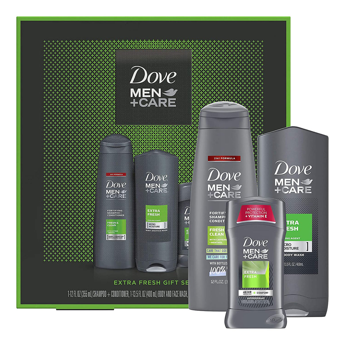 Dove Body Wash, 2in1 Shampoo, Deodorant Gift Set, Extra Fresh, 1 ea