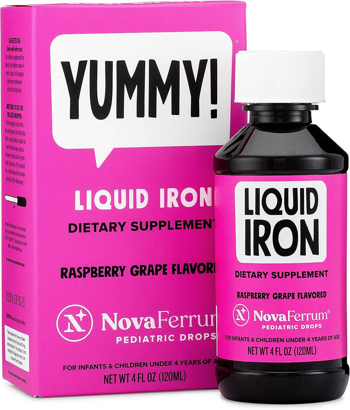 NovaFerrum Pediatric Drops Liquid Iron Supplement, Raspberry Grape, 4 oz - OTC Shoppe Express
