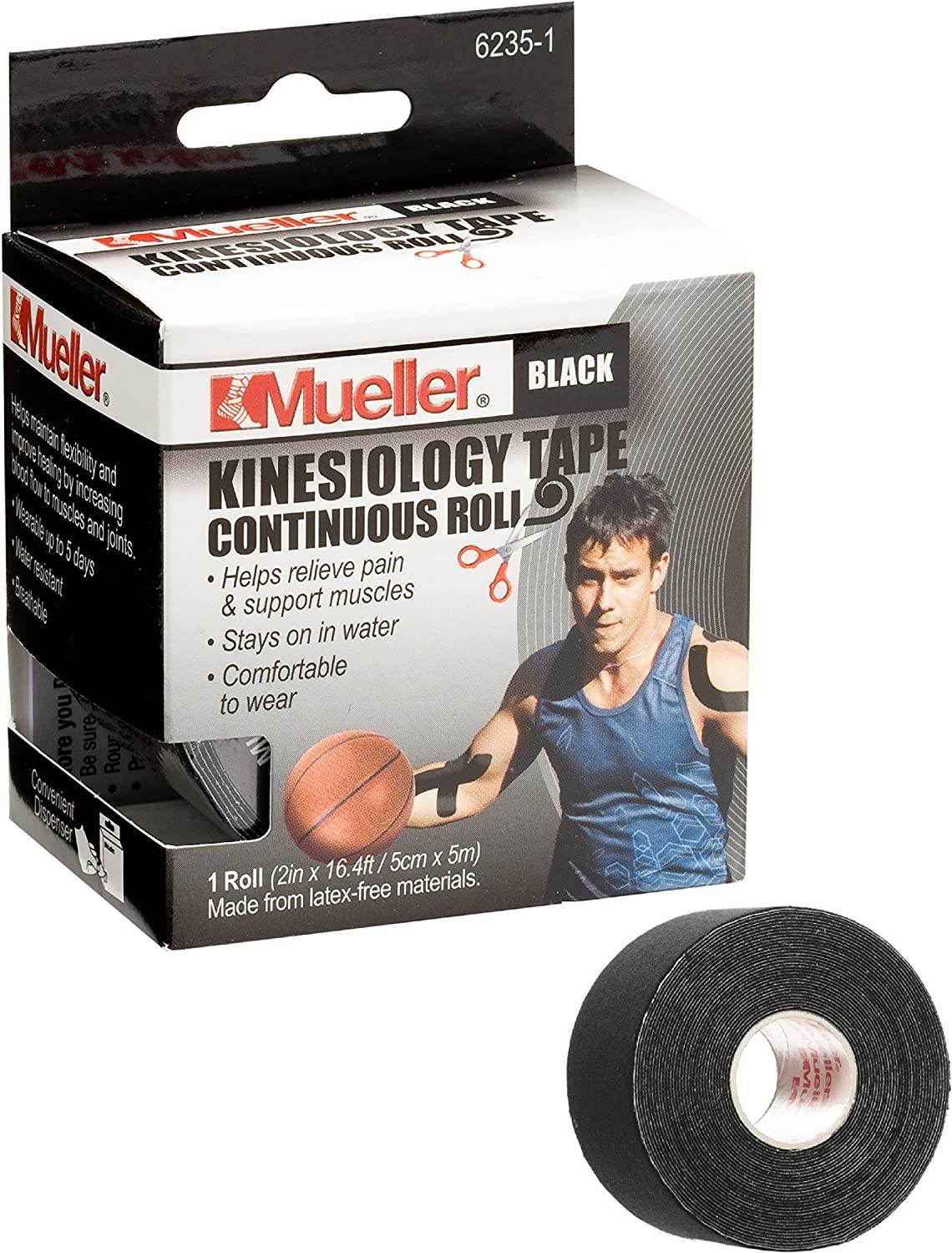 Mueller Kinesiology Tape, Continuous Roll Black, 1 ea - OTC Shoppe Express