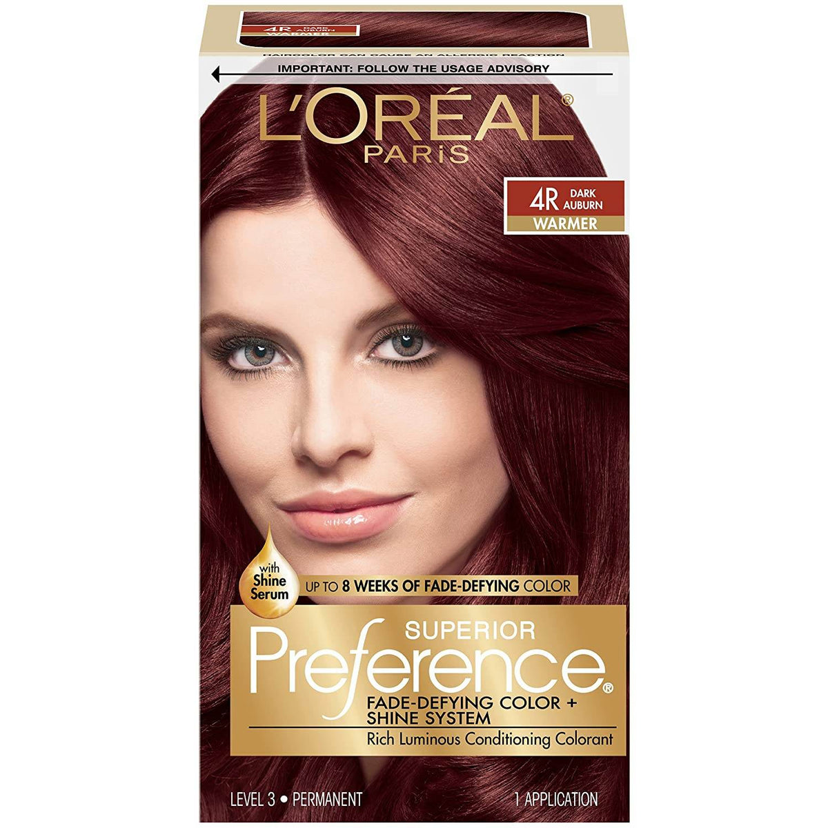 L'Oreal Paris Permanent Hair Color, Dark Auburn 4R, 1 ea - OTC Shoppe Express