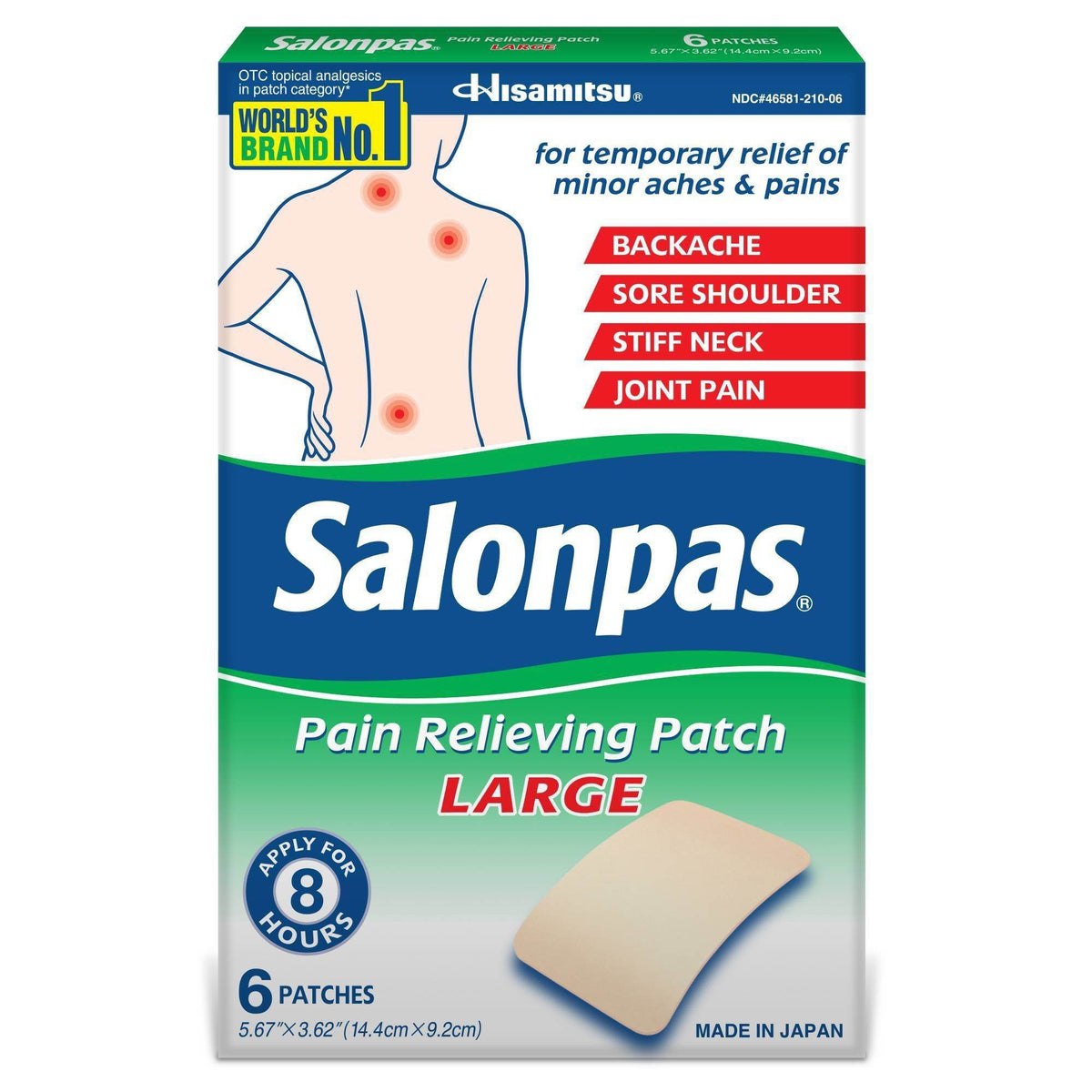 Salonpas Pain Relieving Patches, Large, 6 ea - OTC Shoppe Express