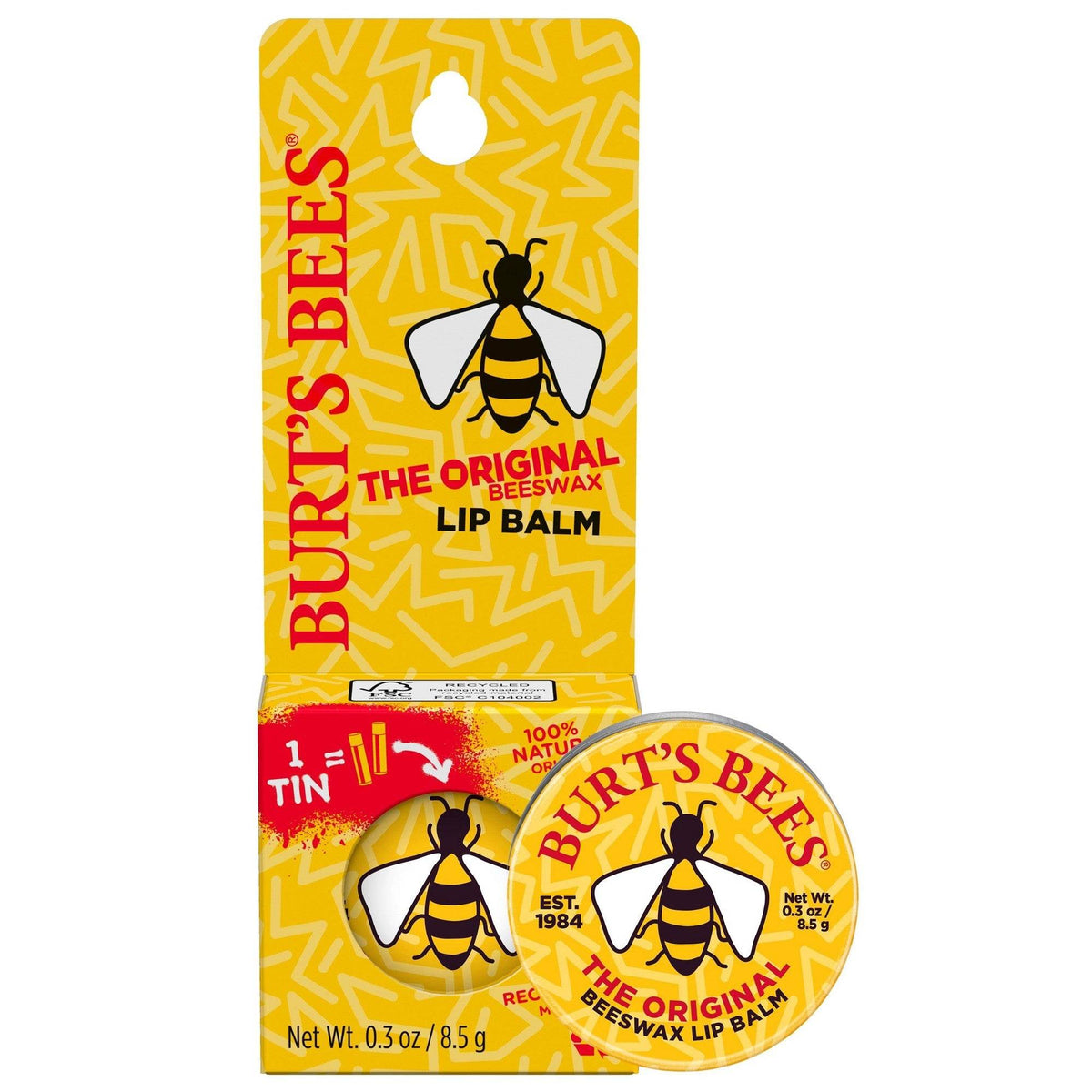 Burt's Bees Tin Lip Balm, Beeswax, 0.3 oz - OTC Shoppe Express