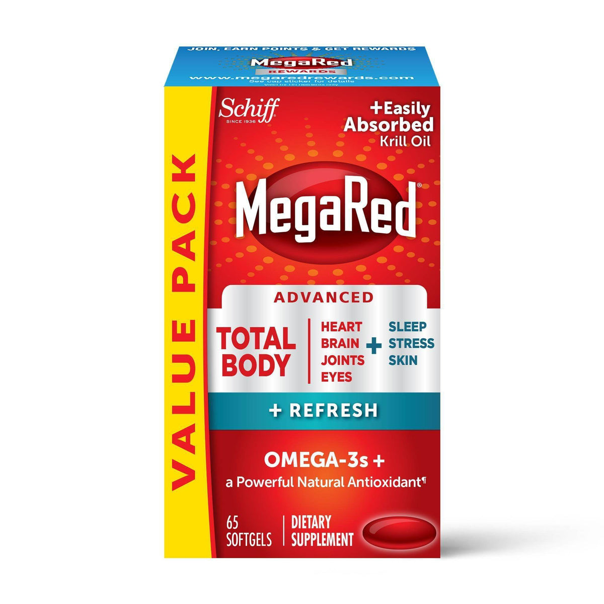 Megared Advanced Total Body Refresh Omega 3 Fish Oil Softgels, 65 ea - OTC Shoppe Express
