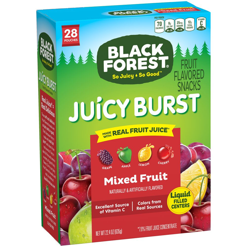 Black Forest Juicy Burst Fruit Snack Pack, Mixed Fruit Medley, 28 ea