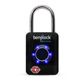 BenjiLock Fingerprint Padlock, 1.31-in, Black, 1 ea