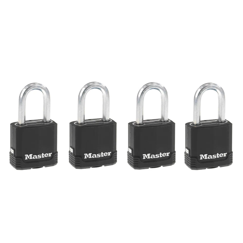 Master Lock Steel Keyed Padlock, 1.875-in, 4 ea