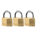 Master Lock Brass Keyed Padlock, 1.55-in, 3 ea