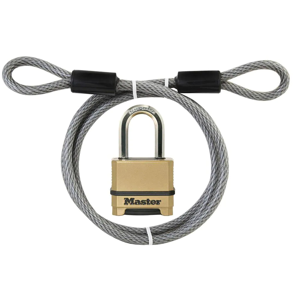 Master Lock 6 Ft Looped End Cable with Magnum Zinc Body Padlock, 1 ea