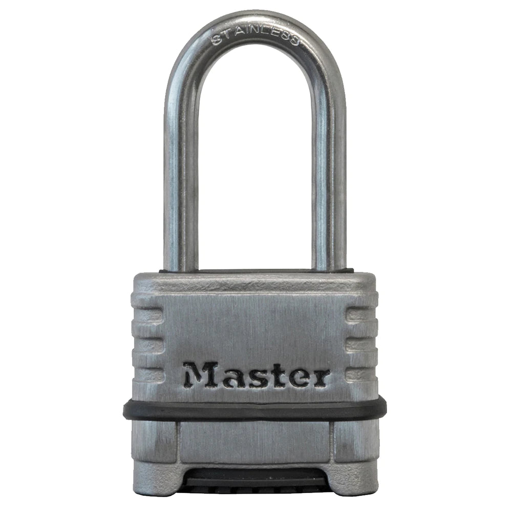Master Lock Wide Stainless Steel Padlock with Shackle, 2-1/4 in, 1 ea