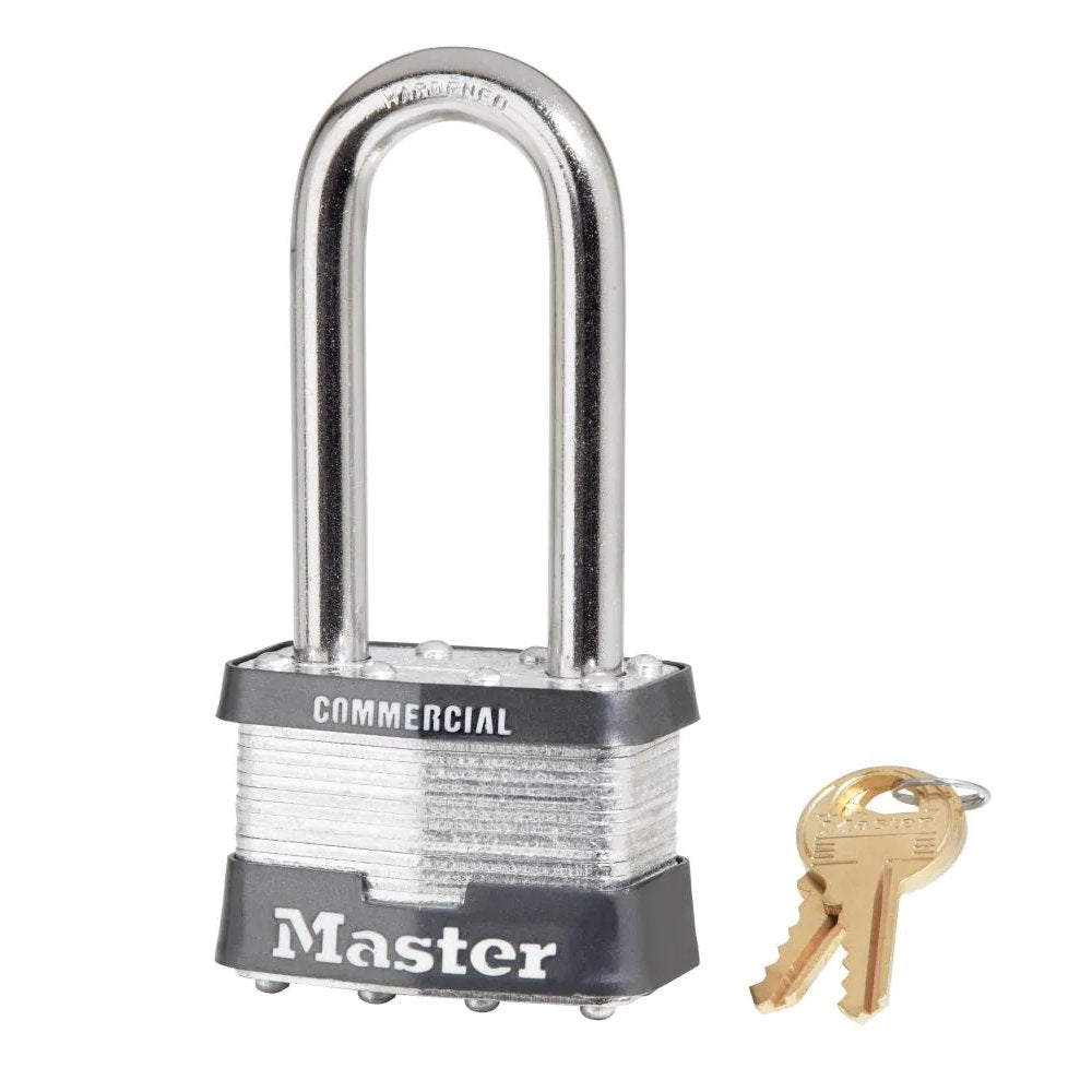 Master Lock Wide Laminated Steel Pin Tumbler Padlock with Shackle, 2 in, 1 ea