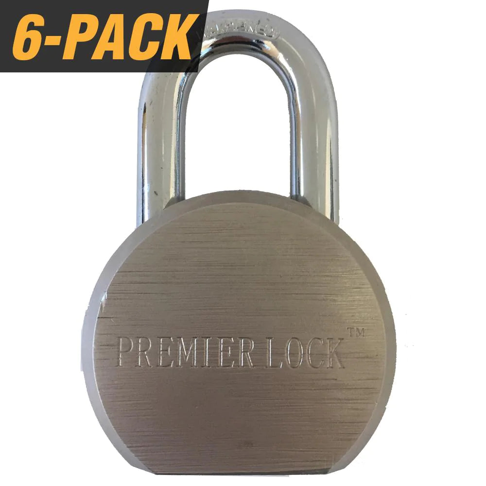 Premier Lock Premier Solid Steel Commercial Gate Keyed Padlock with Short Shackle and Keys, 2-1/2 in, 6 ea