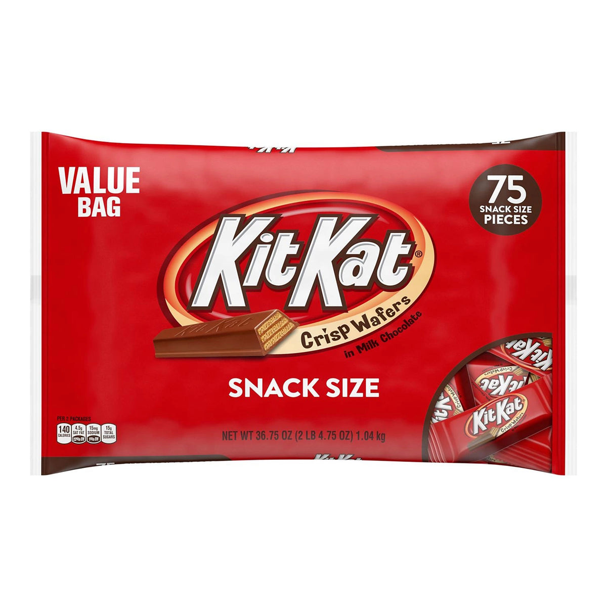 Kit Kat Milk Chocolate Snack Size Candy Bars, Bulk Bag, 36.75 oz